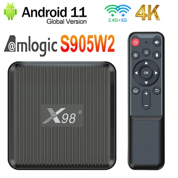 X98Q TV Box Android 11 Amlogic S905W2 2 ГБ 16 ГБ Поддержка H.265 AV1 Wifi HDR 10 + Медиаплеер Телеприставка VS X98 MINI