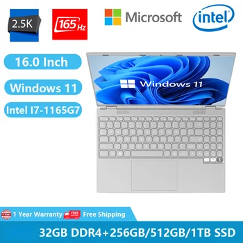 2023 Ноутбуки Игровой Ноутбук Бизнес-компьютер Windows 11 2.5K 16.0 дюймов 2560*1600-165 Гц Intel Core I7-1165G7 32 ГБ оперативной памяти 1 ТБ WiFi6
