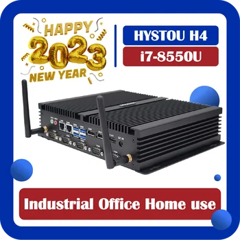 Процессор HYSTOU H4 Intel 8-го поколения Core i7-8250U, UHD Графика 620 4K, Двойная Гигабайтная локальная сеть, Безвентиляторный Промышленный мини-ПК
