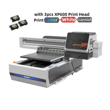 Автоматический УФ-принтер A1 с печатающей головкой 3шт XP600, печатающая машина для нанесения лака 6090 для корпуса телефона, Деревянная Акриловая наклейка для бутылок