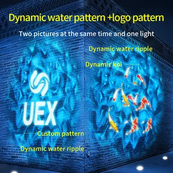Двойной рисунок рябь воды рыба проектор световой рекламы логотип Наружное наземное атмосферное освещение пользовательские дверные вывески прожекторы