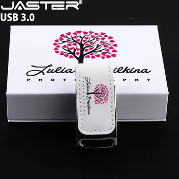 JASTER Изысканный USB 3,0 Флэш-накопитель Белый Корпус 128 ГБ 64 ГБ Бесплатный Пользовательский Логотип 32 ГБ Флеш-накопитель Свадебная Фотография Memory Stick Box